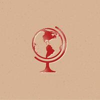 Globe halftone style icon with grunge background vector illustration