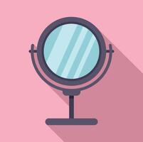 Round fashion mirror icon flat vector. Glamour face vector