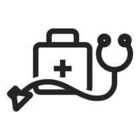 Medical case icon in thick outline style. Black and white monochrome vector illustration