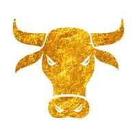 Hand drawn Bullish icon in gold foil texture vector illustration