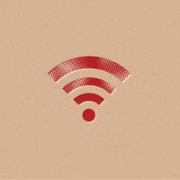 Wifi símbolo trama de semitonos estilo icono con grunge antecedentes vector ilustración