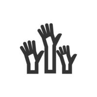 manos icono en grueso contorno estilo. negro y blanco monocromo vector ilustración.