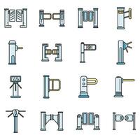 Turnstile access icons set vector color line