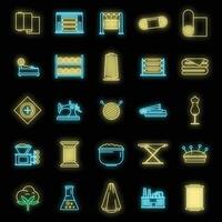 Textile production factory icons set vector neon