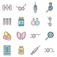 Hormones icons set vector color line