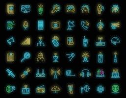 conjunto de iconos de ingeniero de comunicaciones neón vectorial vector