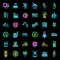 Bio clean energy icons set vector neon