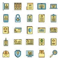 Digital personal information icons set vector color line