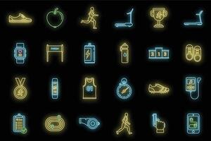 Running trail icons set vector neon