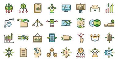 Restructuring refer icons set vector color line