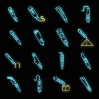 3d pen model icons set vector neon