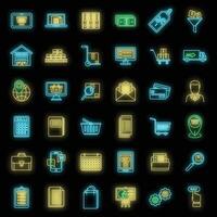 Purchasing manager sell icons set vector neon