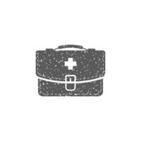 Vintage medical case icon in grunge texture vector illustration