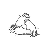 Hands icon in hand drawn doodle vector