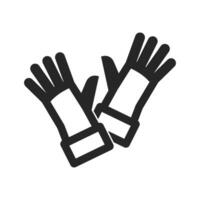 Cleaning glove icon in thick outline style. Black and white monochrome vector illustration.