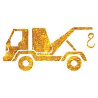 Hand drawn Tow icon in gold foil texture vector illustration