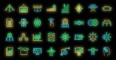 Restructuring refer icons set vector neon