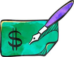 Check icon in color drawing. Money banking buying finance vector