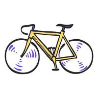 Road bicycle icon in hand drawn color vector illustration