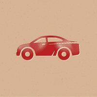 coche trama de semitonos estilo icono con grunge antecedentes vector ilustración