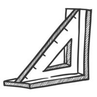 Triangular ruler icon in sketch style vector