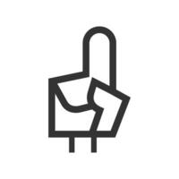 Foam glove icon in thick outline style. Black and white monochrome vector illustration.