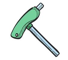 Allen key icon in hand drawn color vector illustration