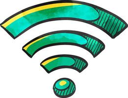 WiFi symbol icon in color drawing. Electronic computer wireless connection internet vector