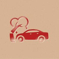 Car crash halftone style icon with grunge background vector illustration