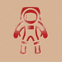 astronauta trama de semitonos estilo icono con grunge antecedentes vector ilustración