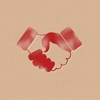 Handshake halftone style icon with grunge background vector illustration