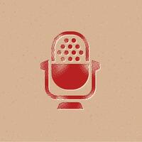 Microphone halftone style icon with grunge background vector illustration