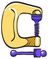 Clamp tool icon in hand drawn color vector illustration