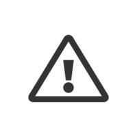 Warning sign icon in thick outline style. Black and white monochrome vector illustration.