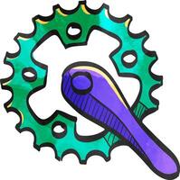 Bicycle crank set icon in color drawing. Bicycle cycling road race sport rotor pedal vector