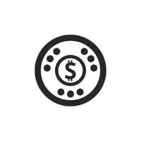 Gambling coin icon in thick outline style. Black and white monochrome vector illustration.