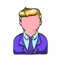 Businessman icon in hand drawn color vector illustration