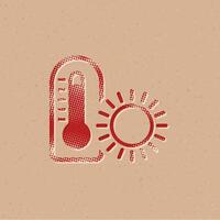 Thermometer halftone style icon with grunge background vector illustration