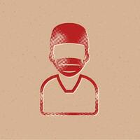 Surgeon halftone style icon with grunge background vector illustration