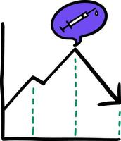 Hand drawn vaccination data chart concept icon color vector illustration