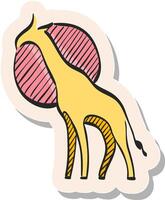 Hand drawn Giraffe icon in sticker style vector illustration