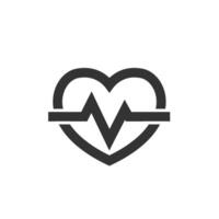 Heart rate icon in thick outline style. Black and white monochrome vector illustration.