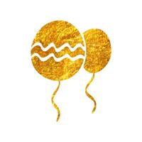 Hand drawn Balloon icon in gold foil texture vector illustration