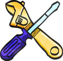 Mechanic tools icon in watercolor style. vector