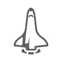 Space shuttle icon in grunge texture vector illustration