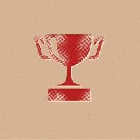 Trophy halftone style icon with grunge background vector illustration