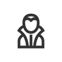Dracula icon in thick outline style. Black and white monochrome vector illustration.