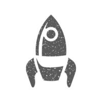 Rocket icon in grunge texture vector illustration