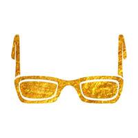 Hand drawn Eyeglasses icon in gold foil texture vector illustration