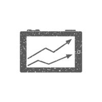 Arrow chart icon in grunge texture vector illustration